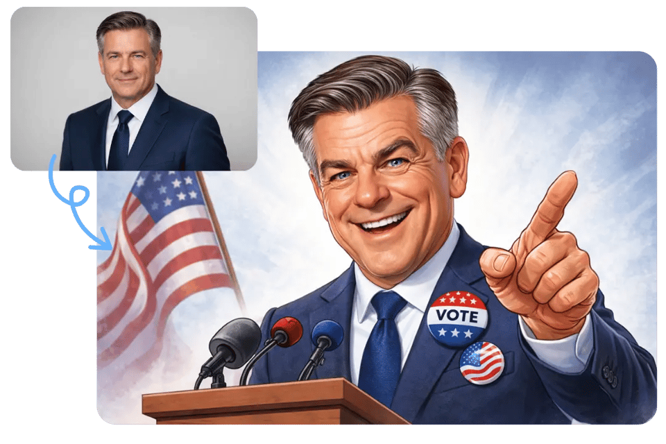 Transform Photos or Concepts into Political Caricatures with Stronger Expressive Detail