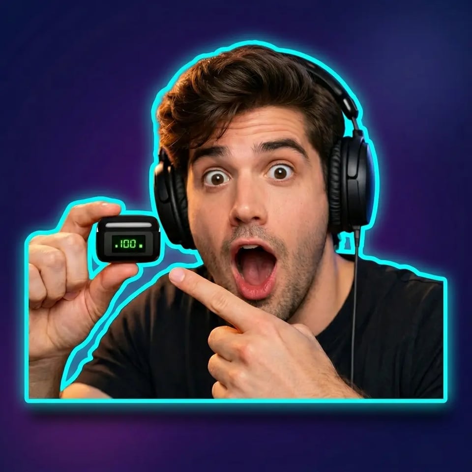 A Neon Outline YouTube Thumbnail with a Surprised Creator