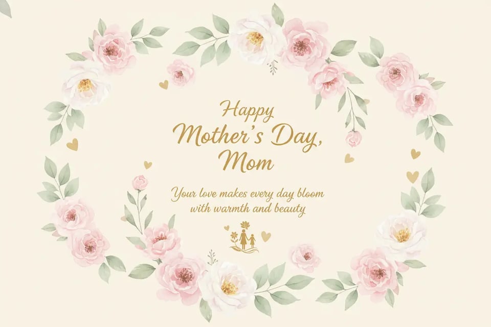 Tarjeta de Día de la Madre con acuarela floral