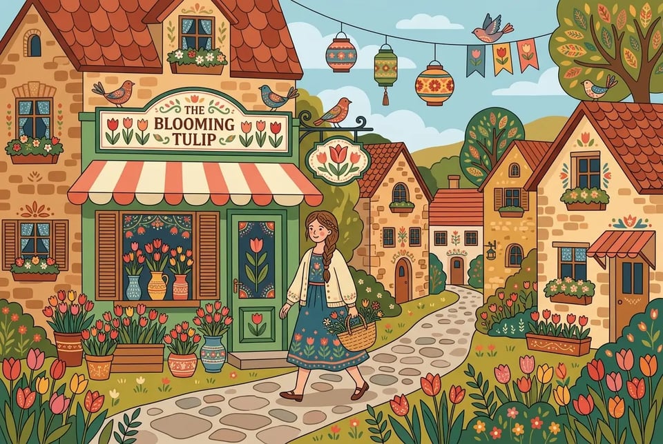 Decorative Folk Flat Illustration