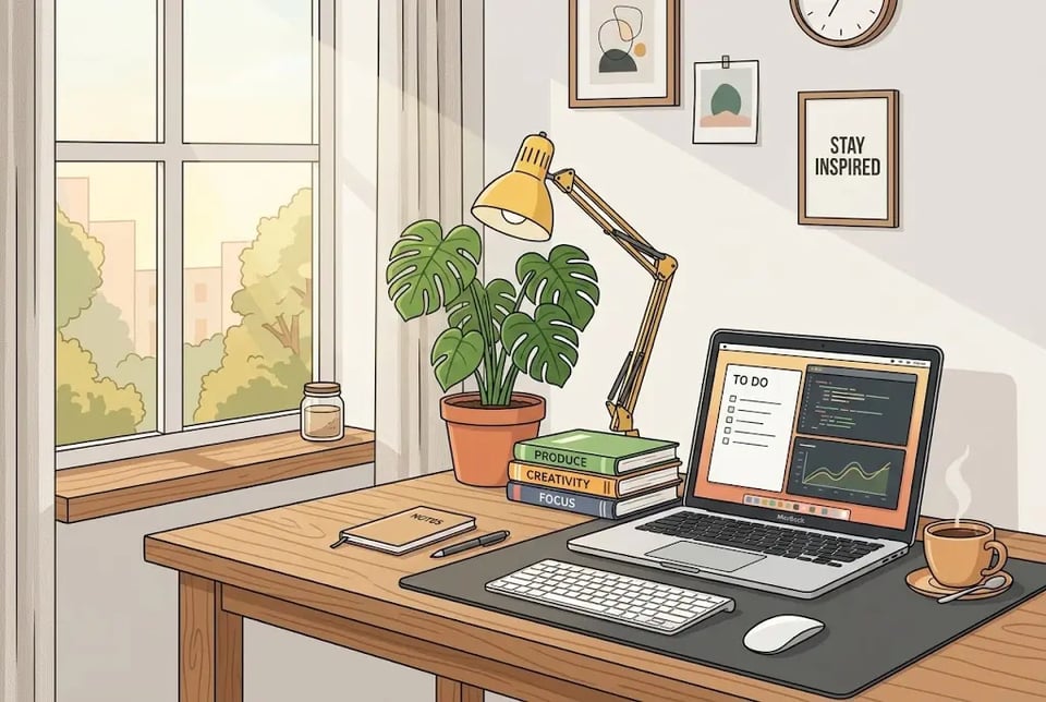Cozy Workspace Flat Illustration