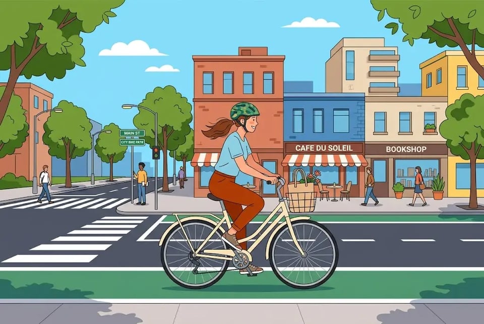City Cycling Flat Illustration