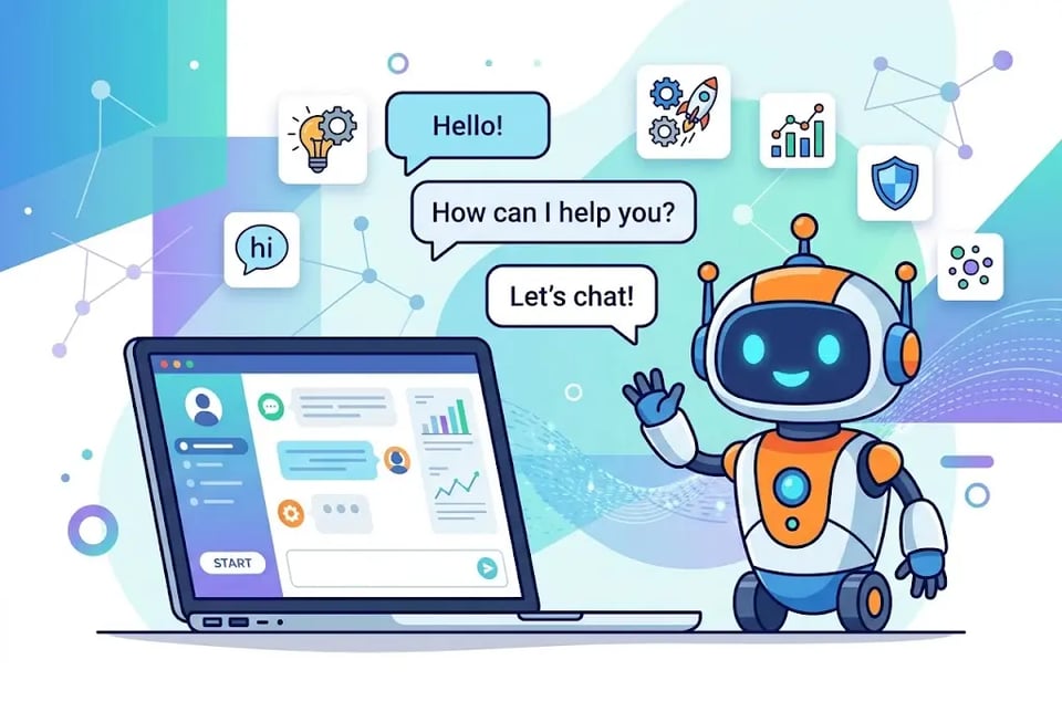 Cute Robot Flat Illustration