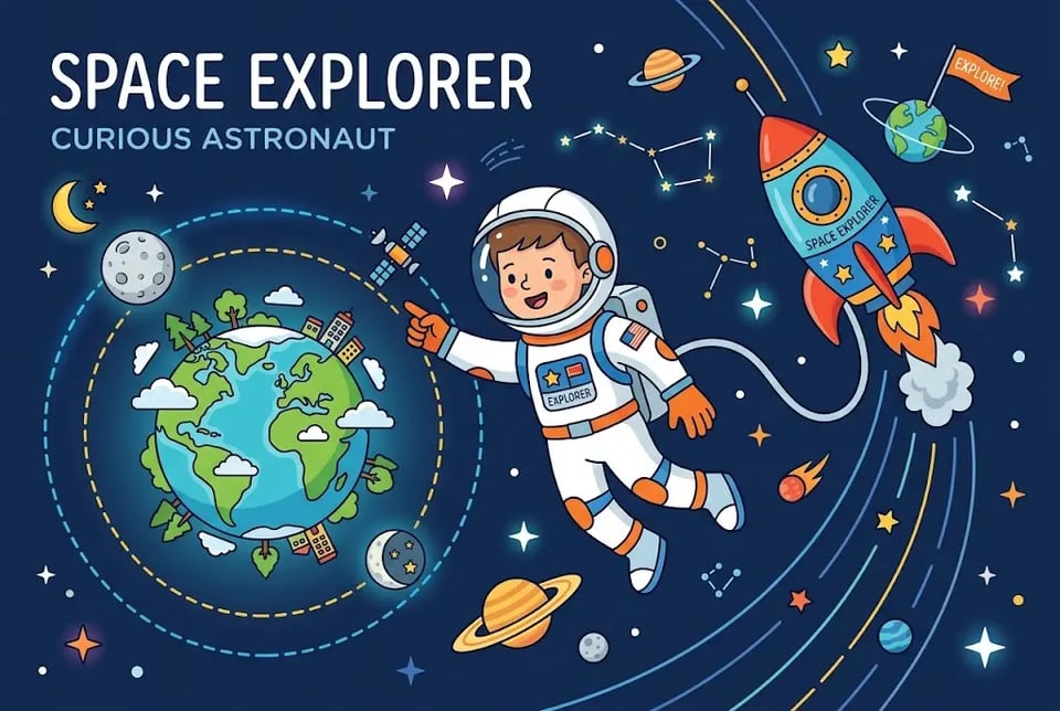 Space Explorer Flat Illustration