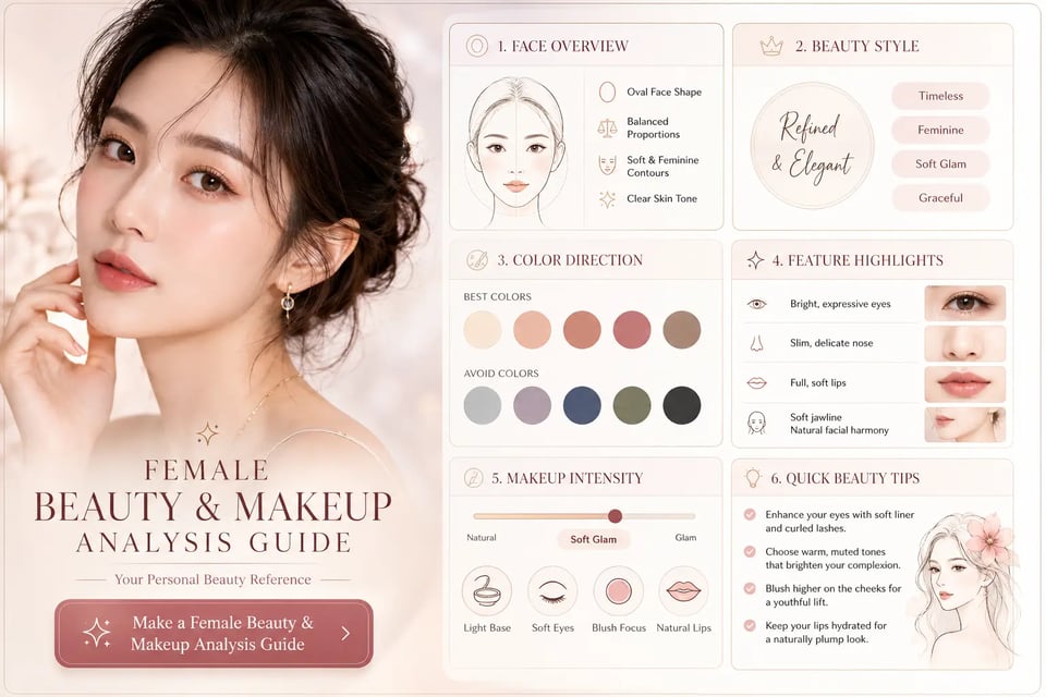 Female Beauty & Makeup Analysis Guide for Saveable Beauty References